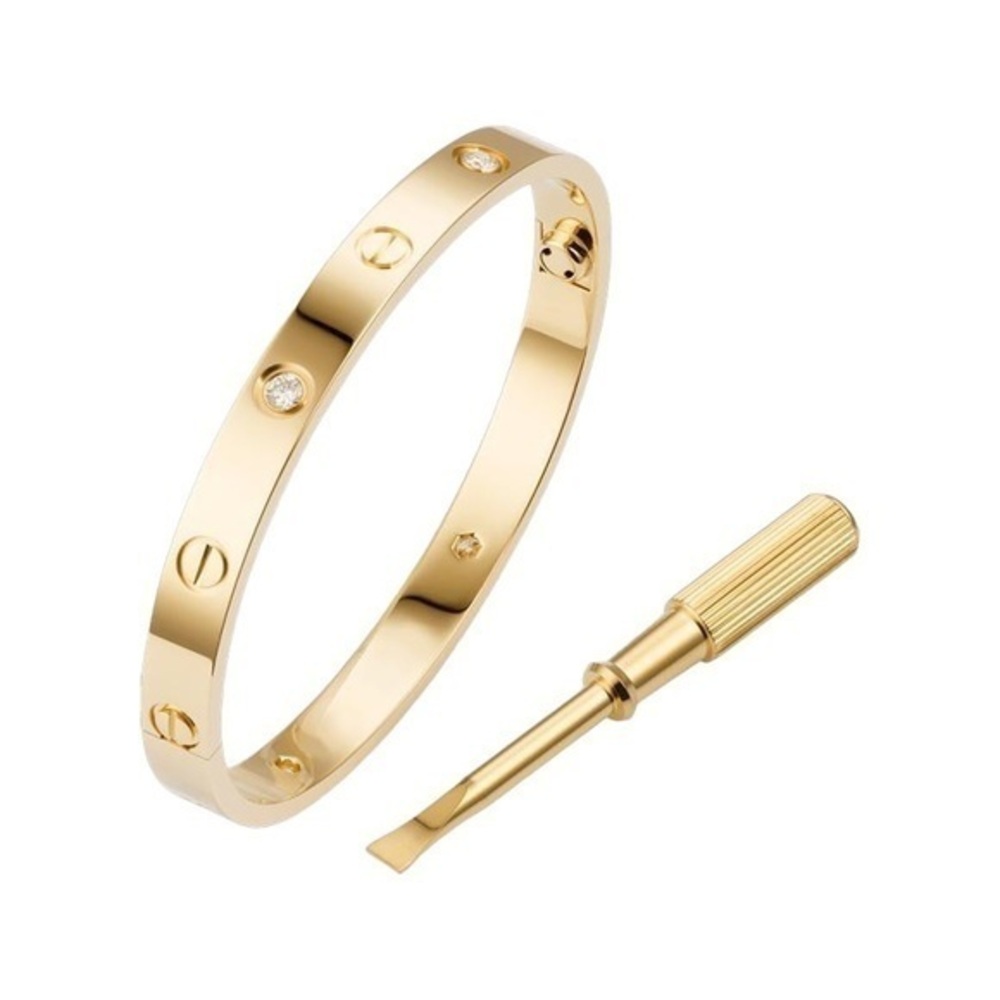 Generic Stainless Steel Screw Cuff Bangle Bracelet 4 Stones and Screwdriver